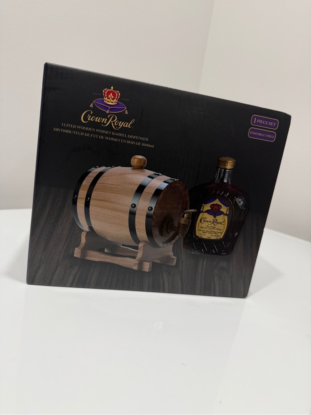 Crown Royal 1 Liter Wooden Whiskey Barrel Dispenser